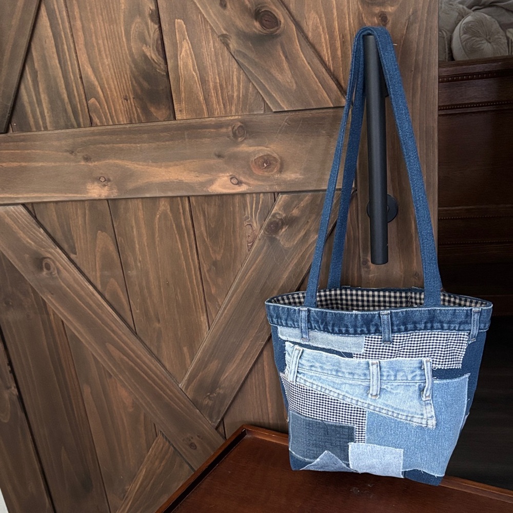 Unique Patchwork Denim Tote - image 2